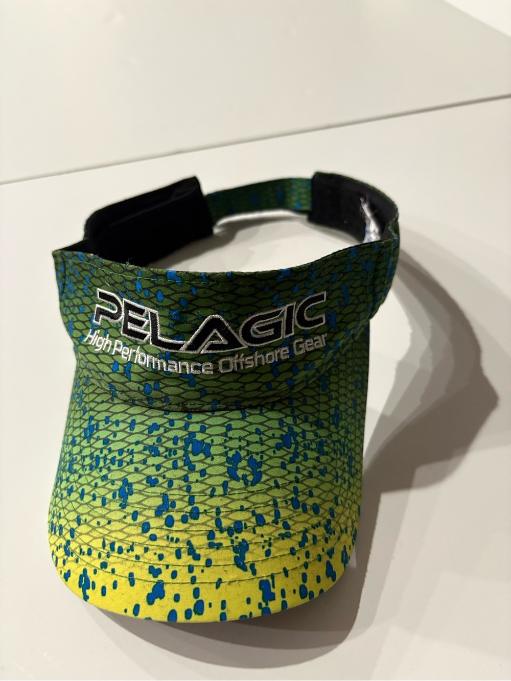 Pelagic Green Blue & Yellow High Performance Fishing Visor, adjustable